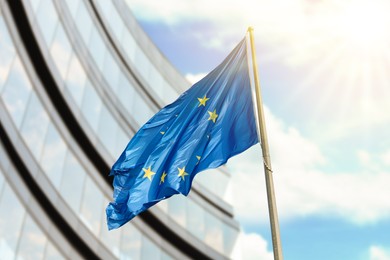 Image of Flag of European Union near building outdoors