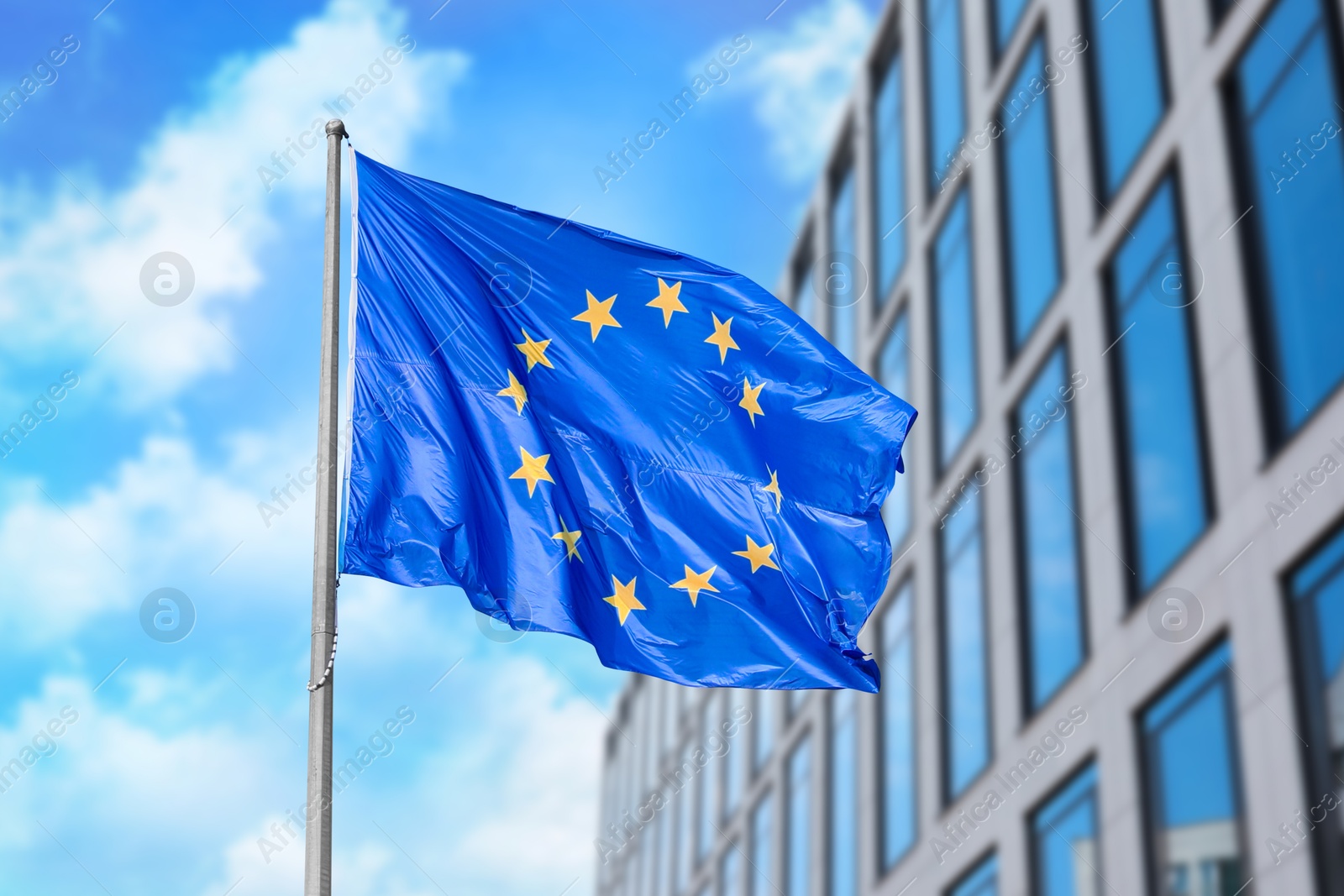 Image of Flag of European Union near building outdoors