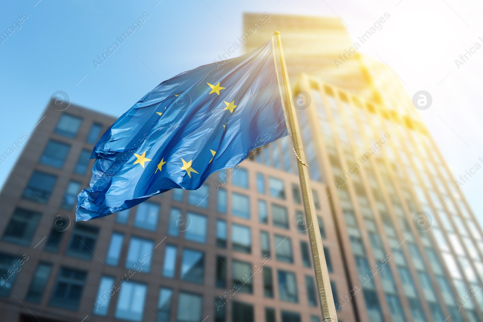 Image of Flag of European Union near building outdoors