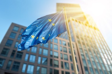 Image of Flag of European Union near building outdoors