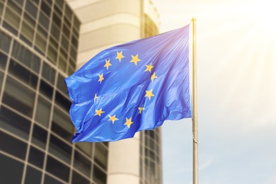 Image of Flag of European Union near building outdoors