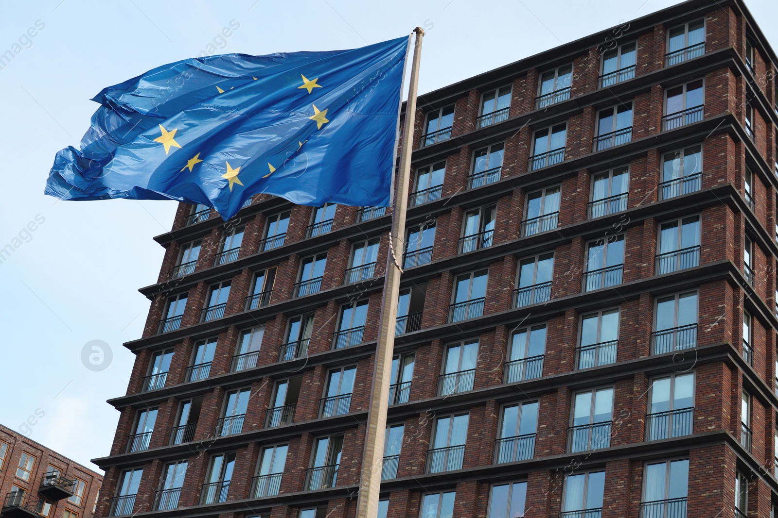 Image of Flag of European Union near building outdoors