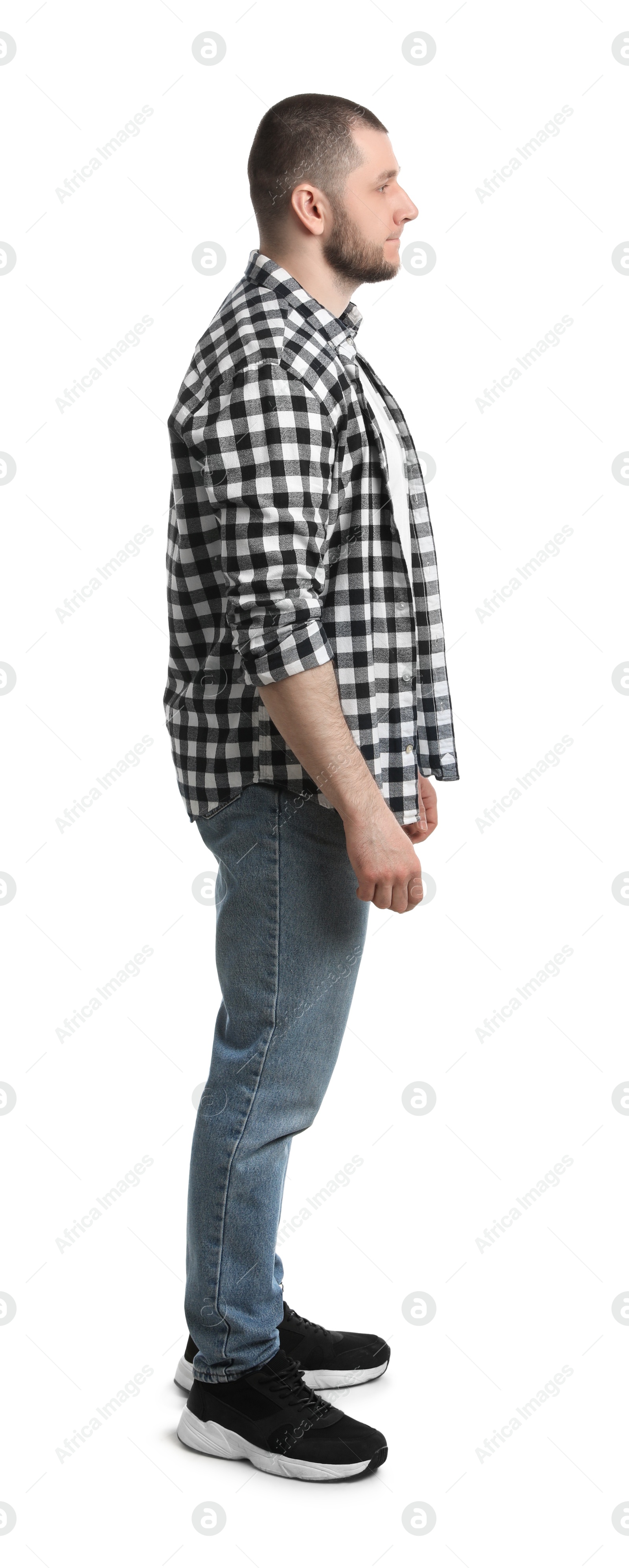 Photo of Man in casual clothes on white background