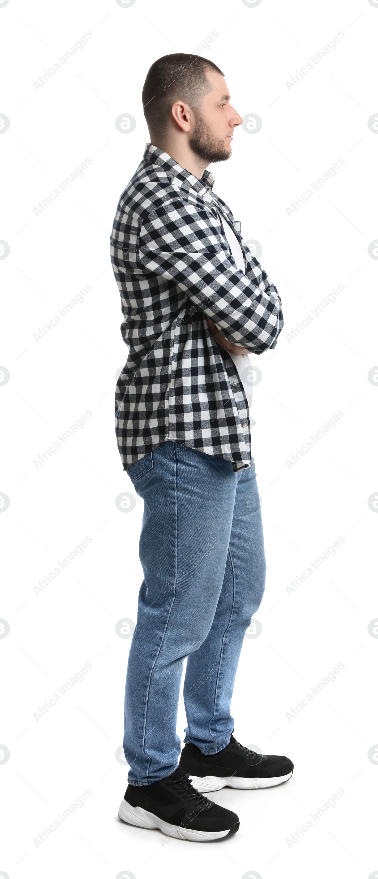 Photo of Man in casual clothes on white background