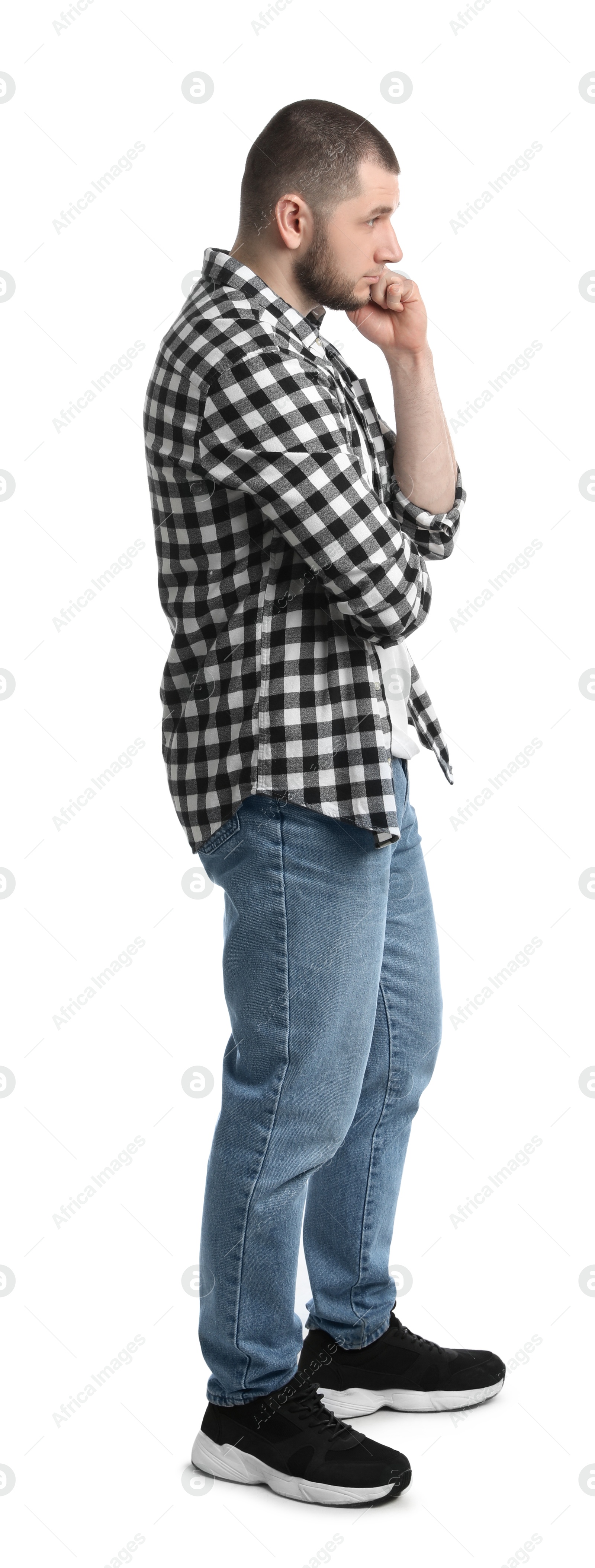 Photo of Man in casual clothes on white background