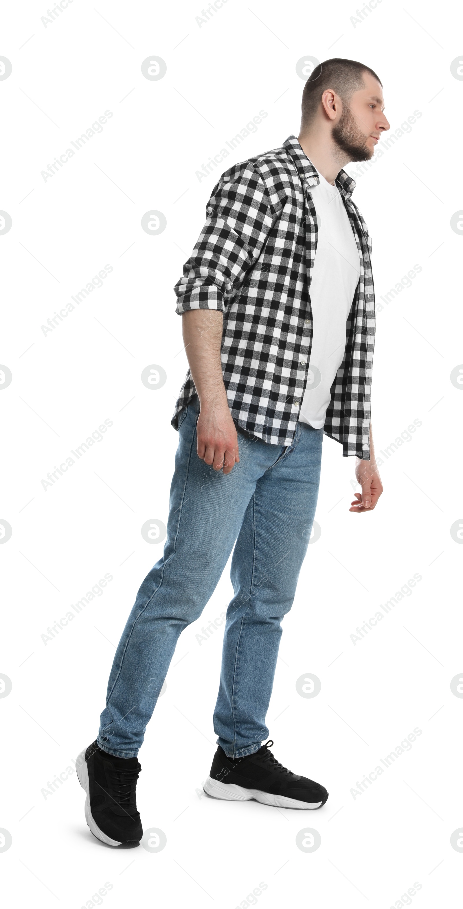 Photo of Man in casual clothes on white background