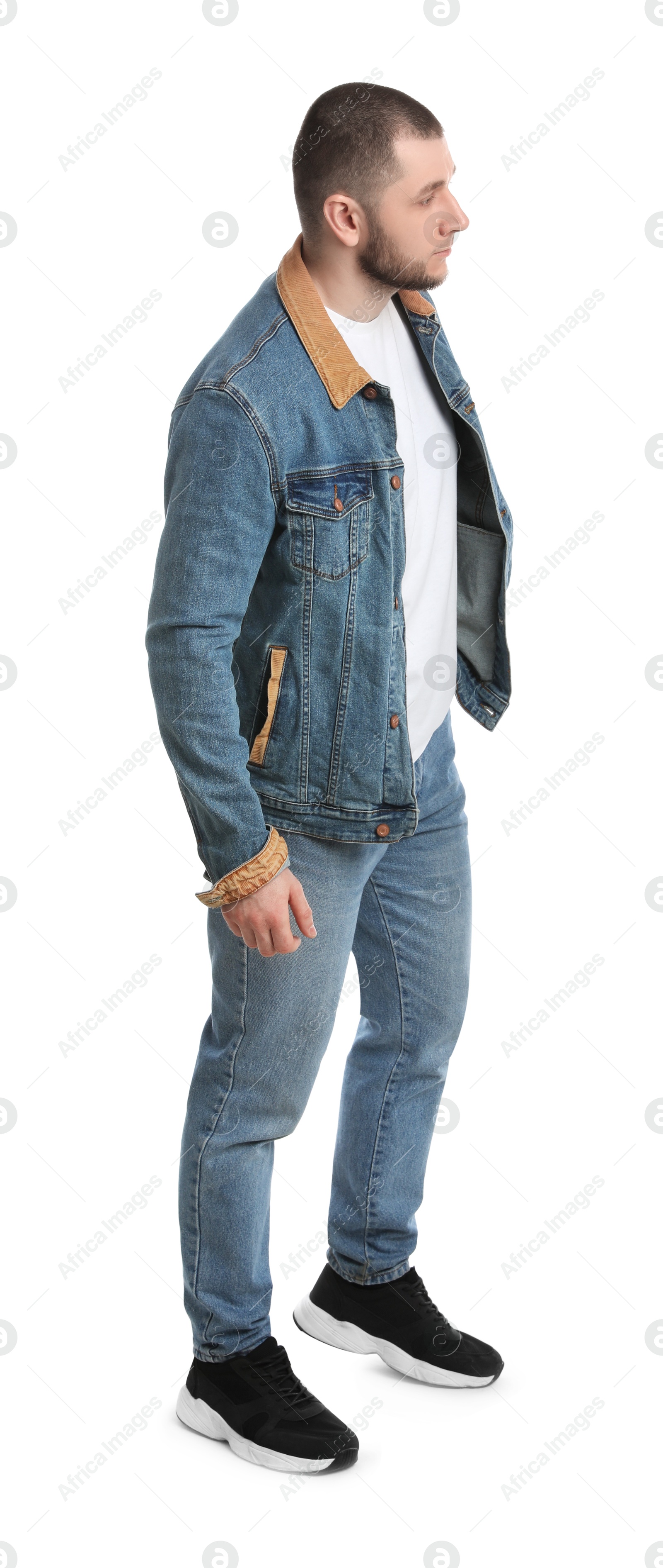 Photo of Man in casual clothes on white background