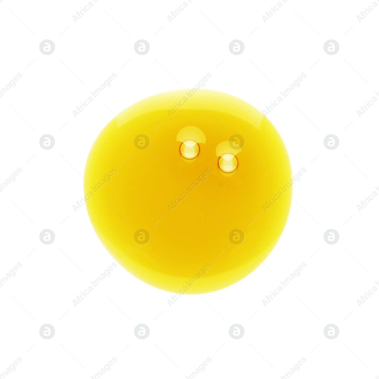 Photo of Essential oil drop isolated on white, top view. Cosmetic product