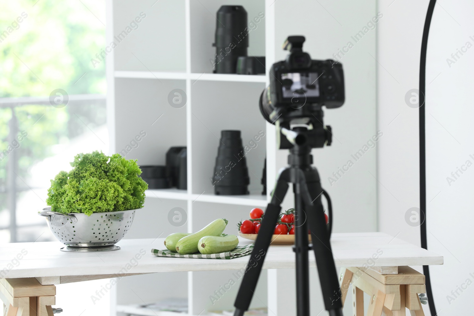 Photo of Shooting food in photo studio with professional equipment