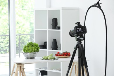 Photo of Shooting food in photo studio with professional equipment