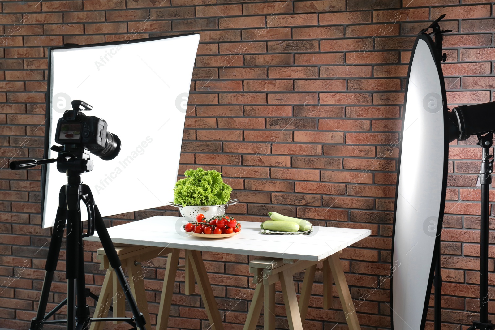 Photo of Shooting food in photo studio with professional lighting equipment