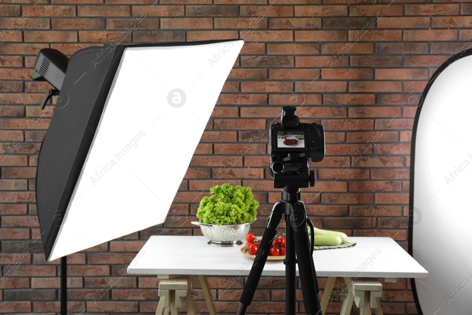 Photo of Shooting food in photo studio with professional lighting equipment