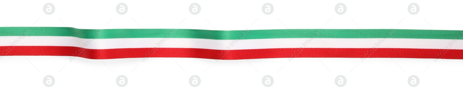 Photo of Ribbon with Italy flag pattern isolated on white