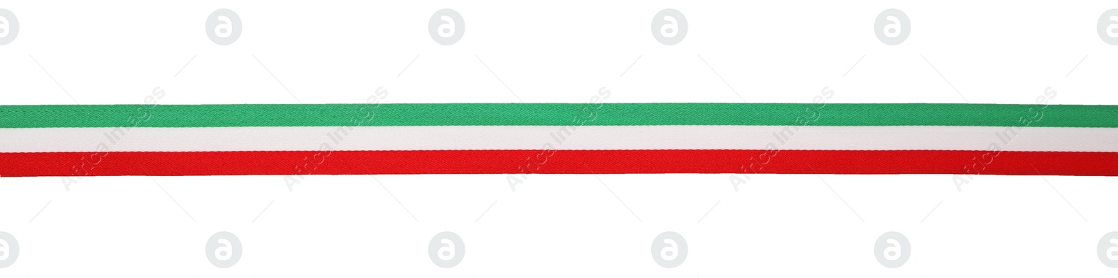 Photo of Ribbon with Italy flag pattern isolated on white