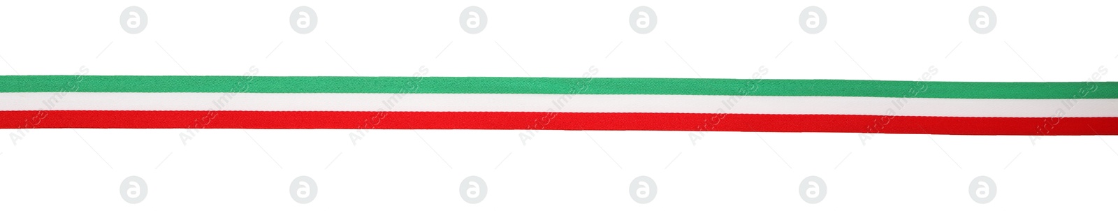 Photo of Ribbon with Italy flag pattern isolated on white