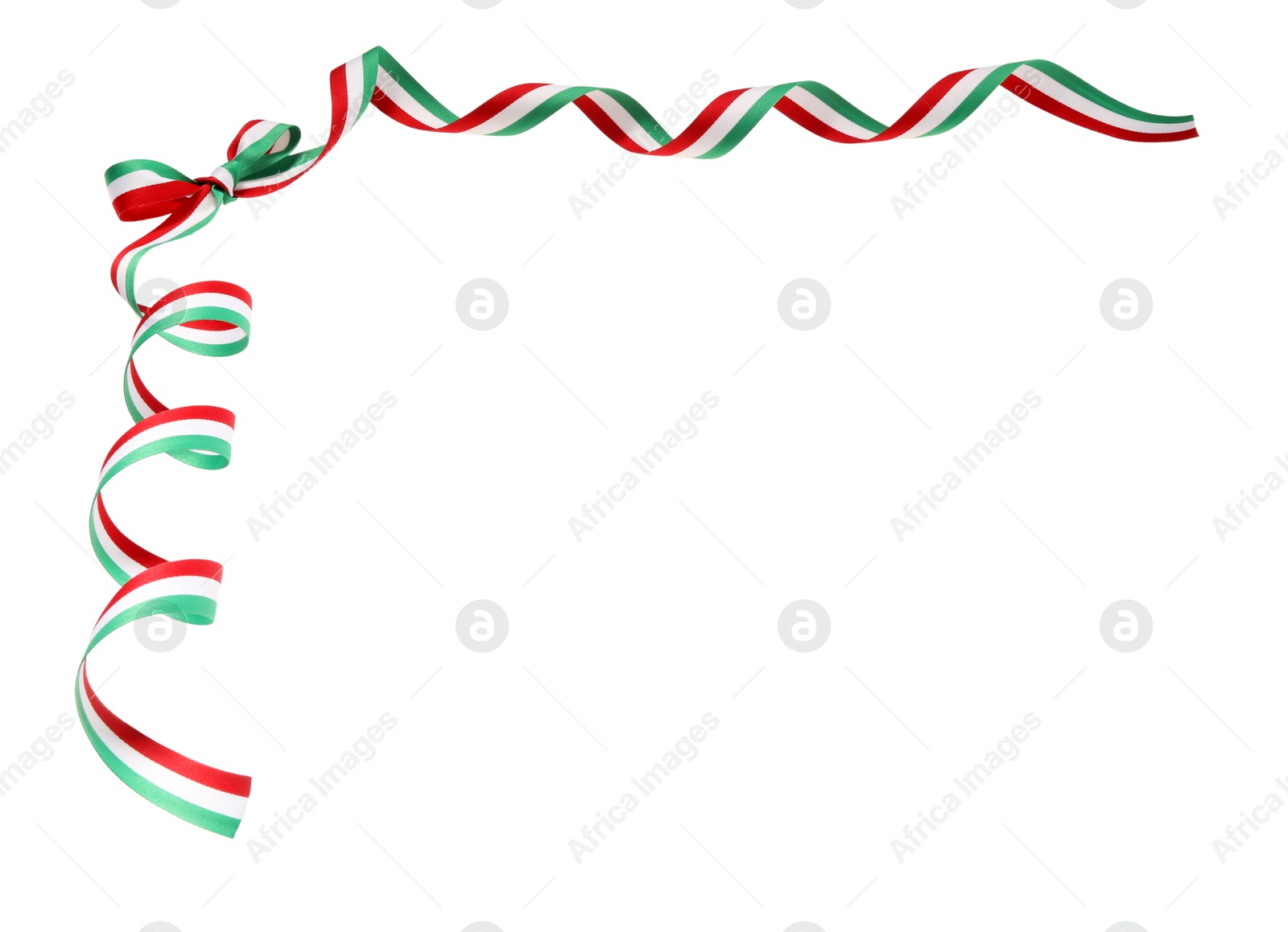 Photo of Ribbon bow with Hungary flag pattern isolated on white