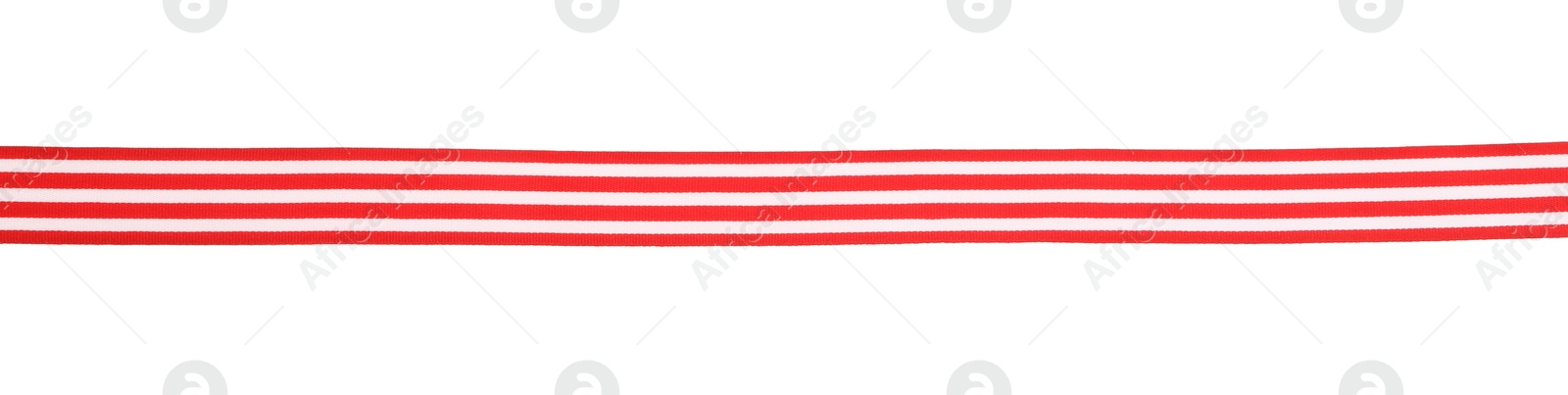 Photo of One colorful striped ribbon isolated on white