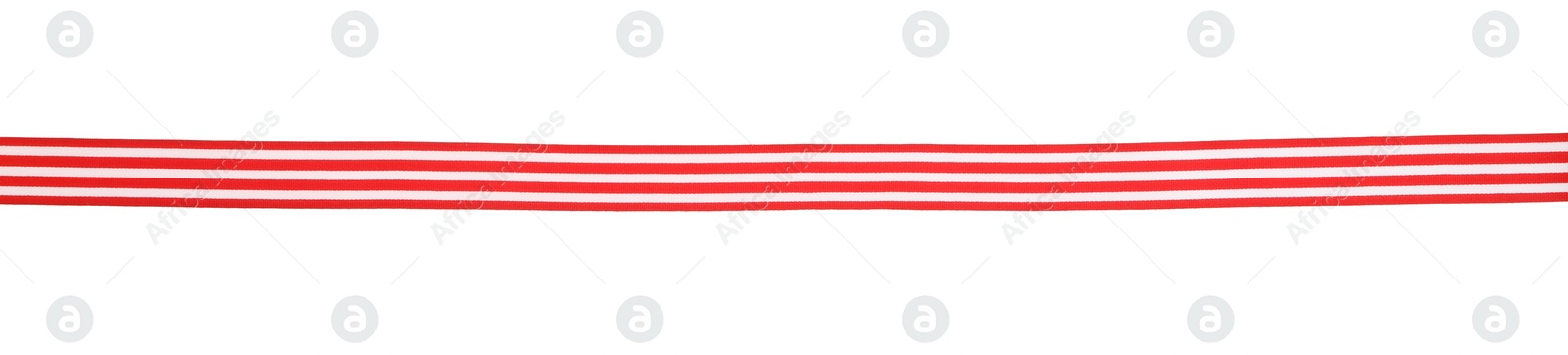 Photo of One colorful striped ribbon isolated on white