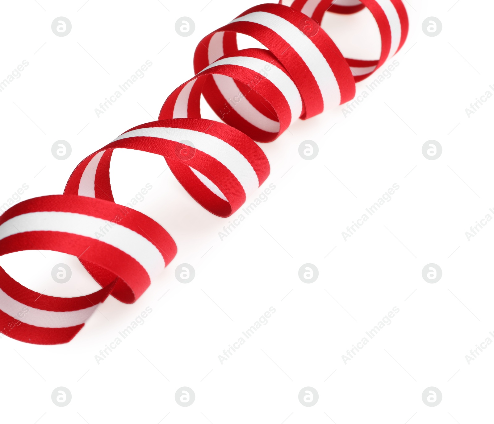 Photo of Ribbon in colors of Austrian flag isolated on white