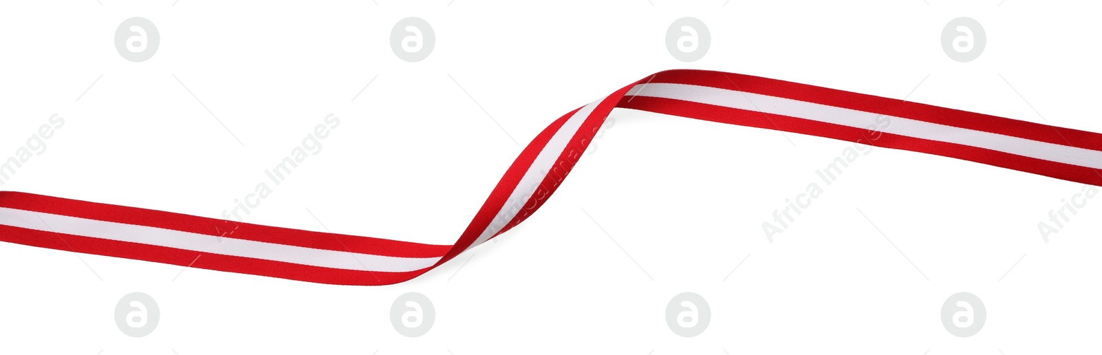 Photo of Ribbon in colors of Austrian flag isolated on white