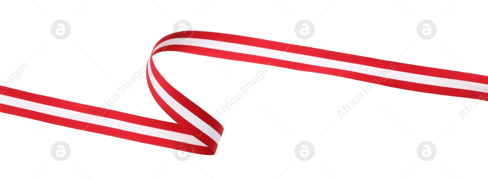 Photo of Ribbon in colors of Austrian flag isolated on white