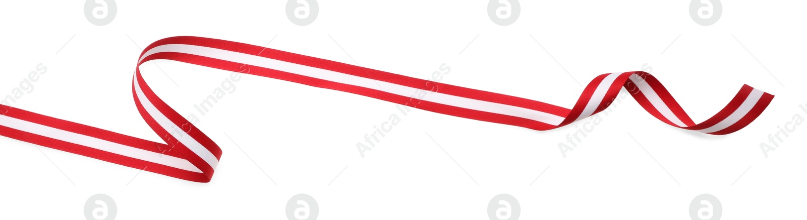 Photo of Ribbon in colors of Austrian flag isolated on white