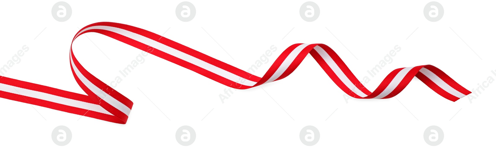 Photo of Ribbon in colors of Austrian flag isolated on white