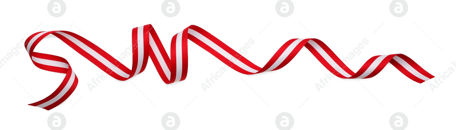 Photo of Ribbon in colors of Austrian flag isolated on white