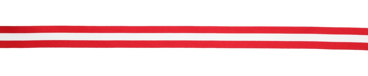 Photo of Ribbon in colors of Austrian flag isolated on white