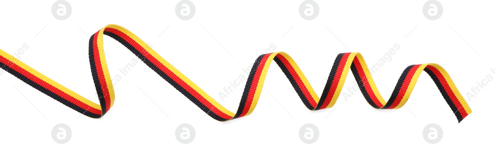 Photo of Ribbon in colors of German flag isolated on white