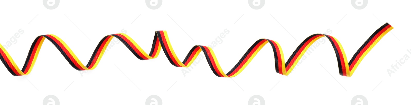 Photo of Ribbon in colors of German flag isolated on white