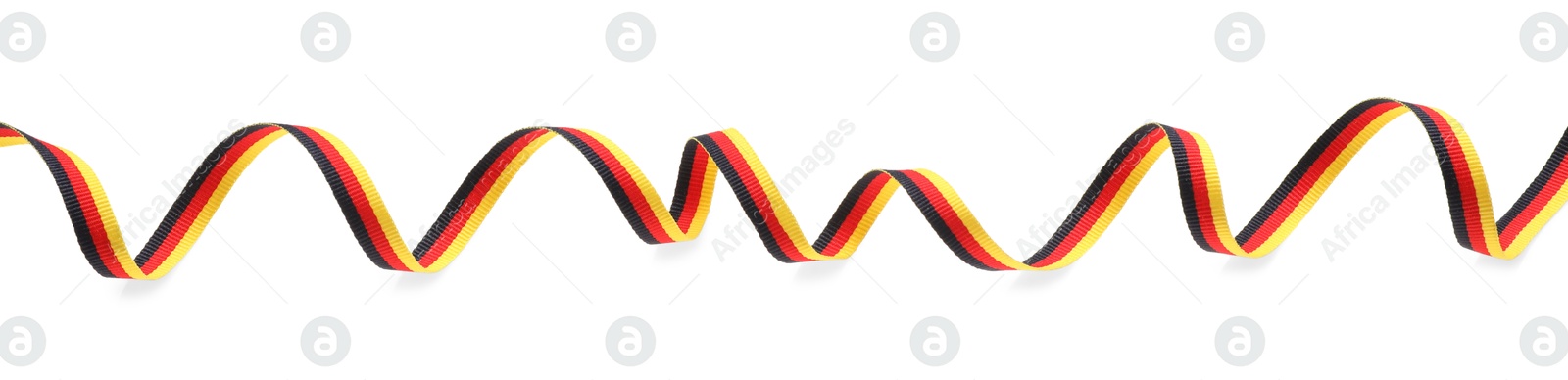 Photo of Ribbon in colors of German flag isolated on white