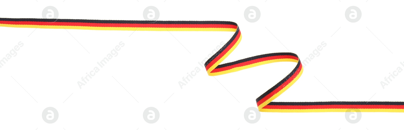 Photo of Ribbon in colors of German flag isolated on white