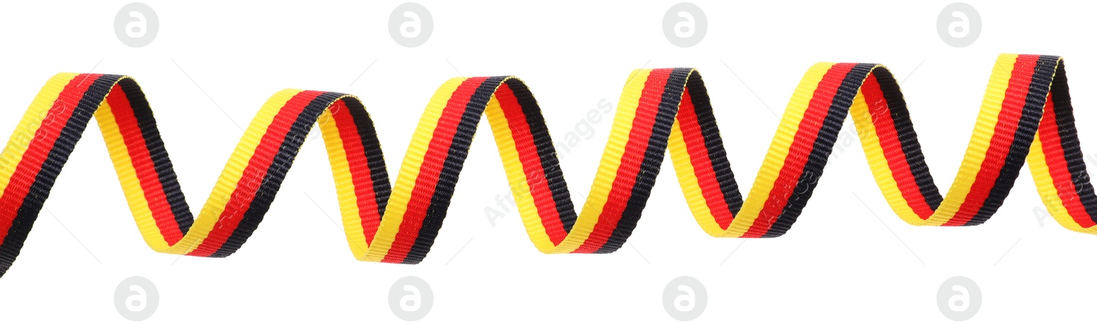 Photo of Ribbon in colors of German flag isolated on white