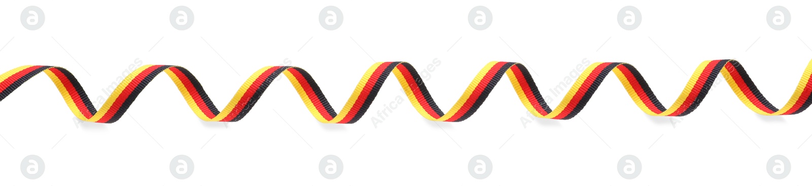 Photo of Ribbon in colors of German flag isolated on white