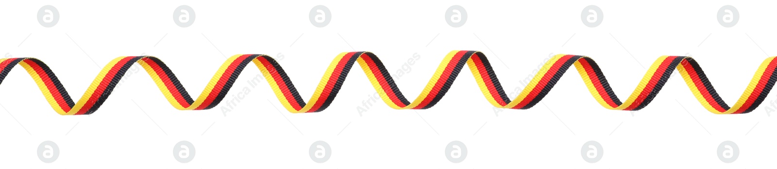 Photo of Ribbon in colors of German flag isolated on white