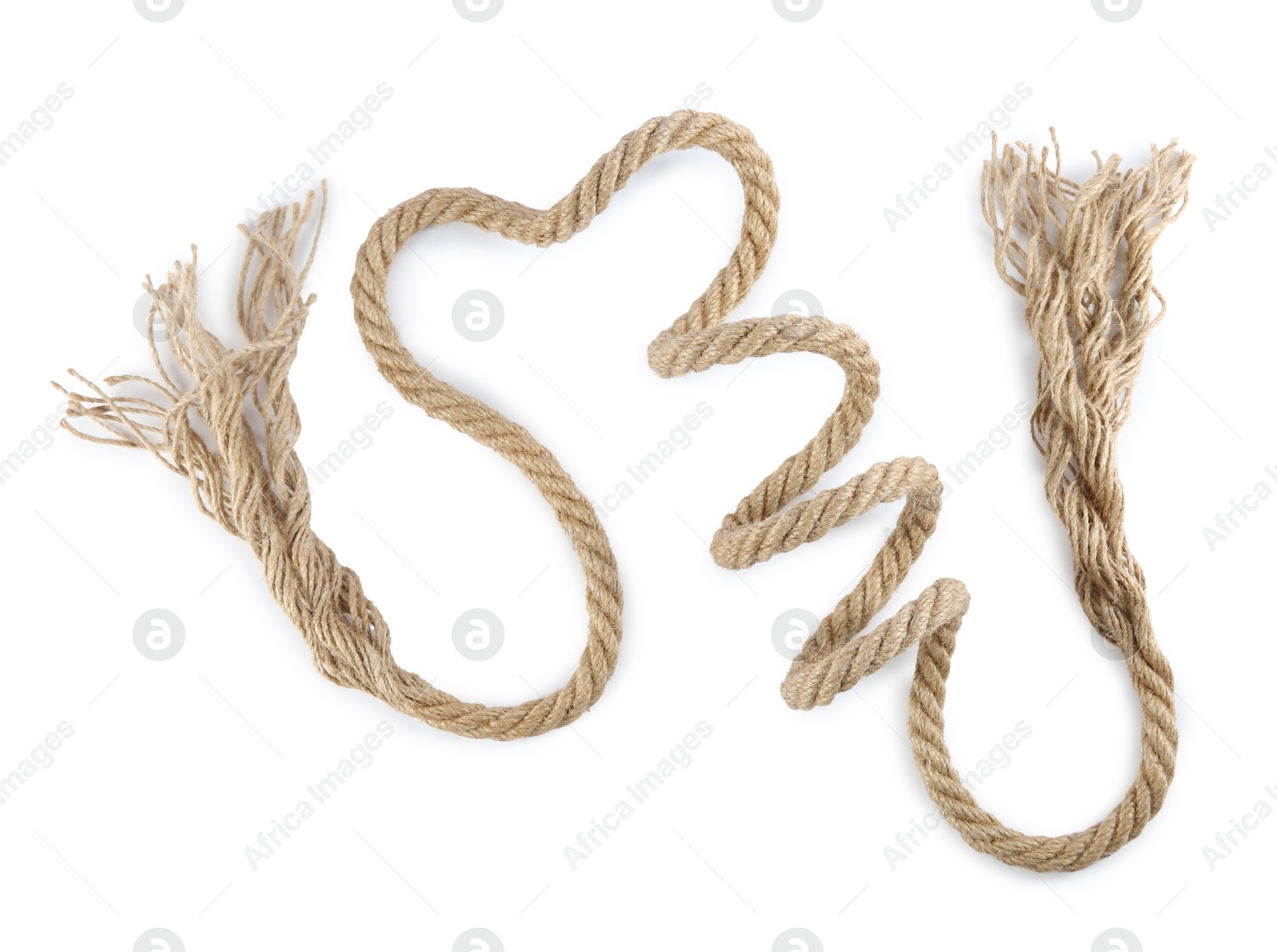 Photo of Hemp rope isolated on white, top view