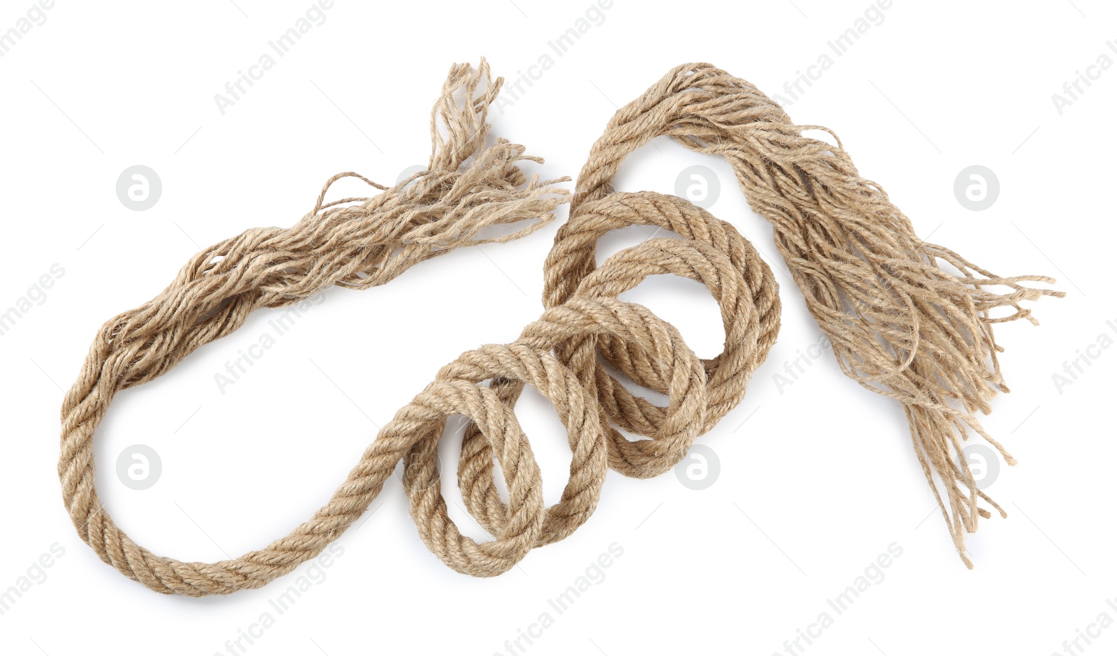 Photo of Hemp rope isolated on white, top view