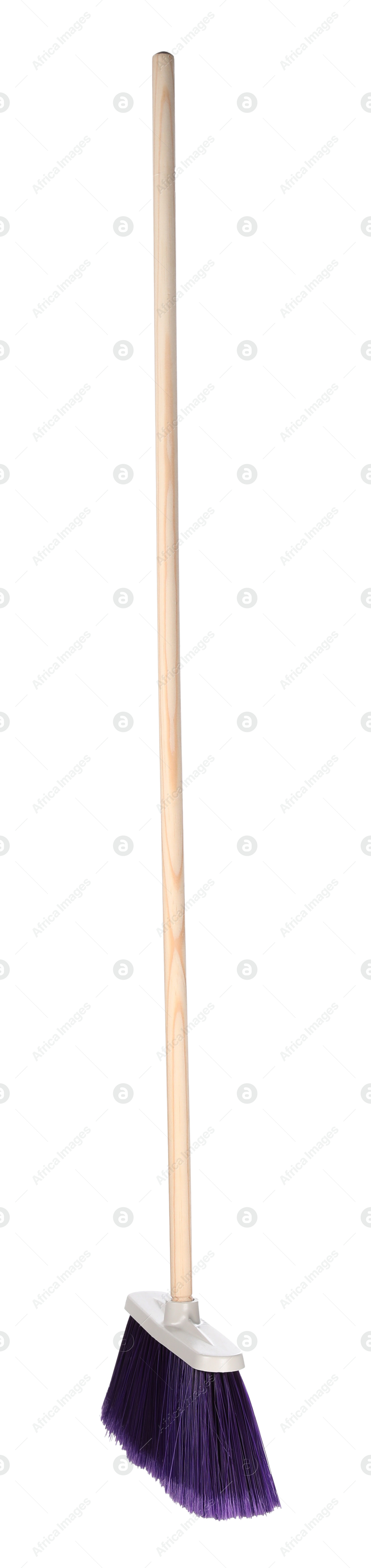 Photo of One broom isolated on white. Cleaning tool