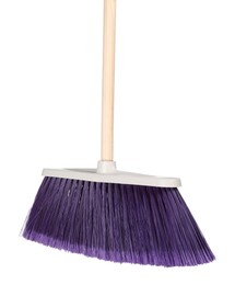 Photo of One broom isolated on white. Cleaning tool