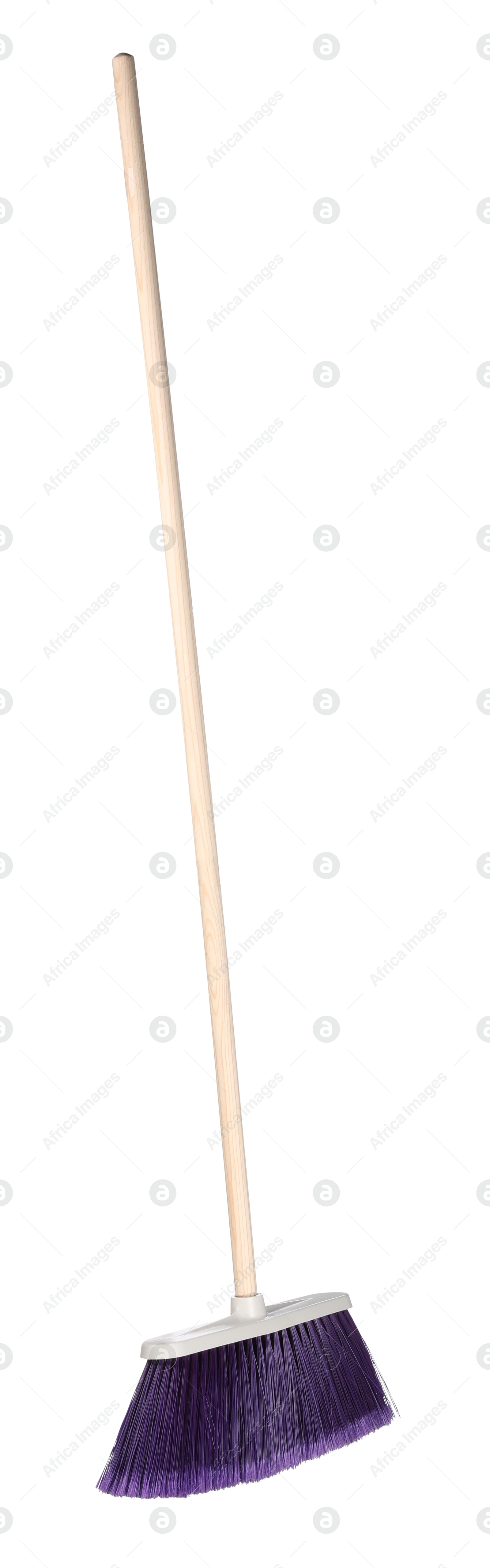 Photo of One broom isolated on white. Cleaning tool