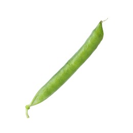 Photo of One green fresh pea pod isolated on white