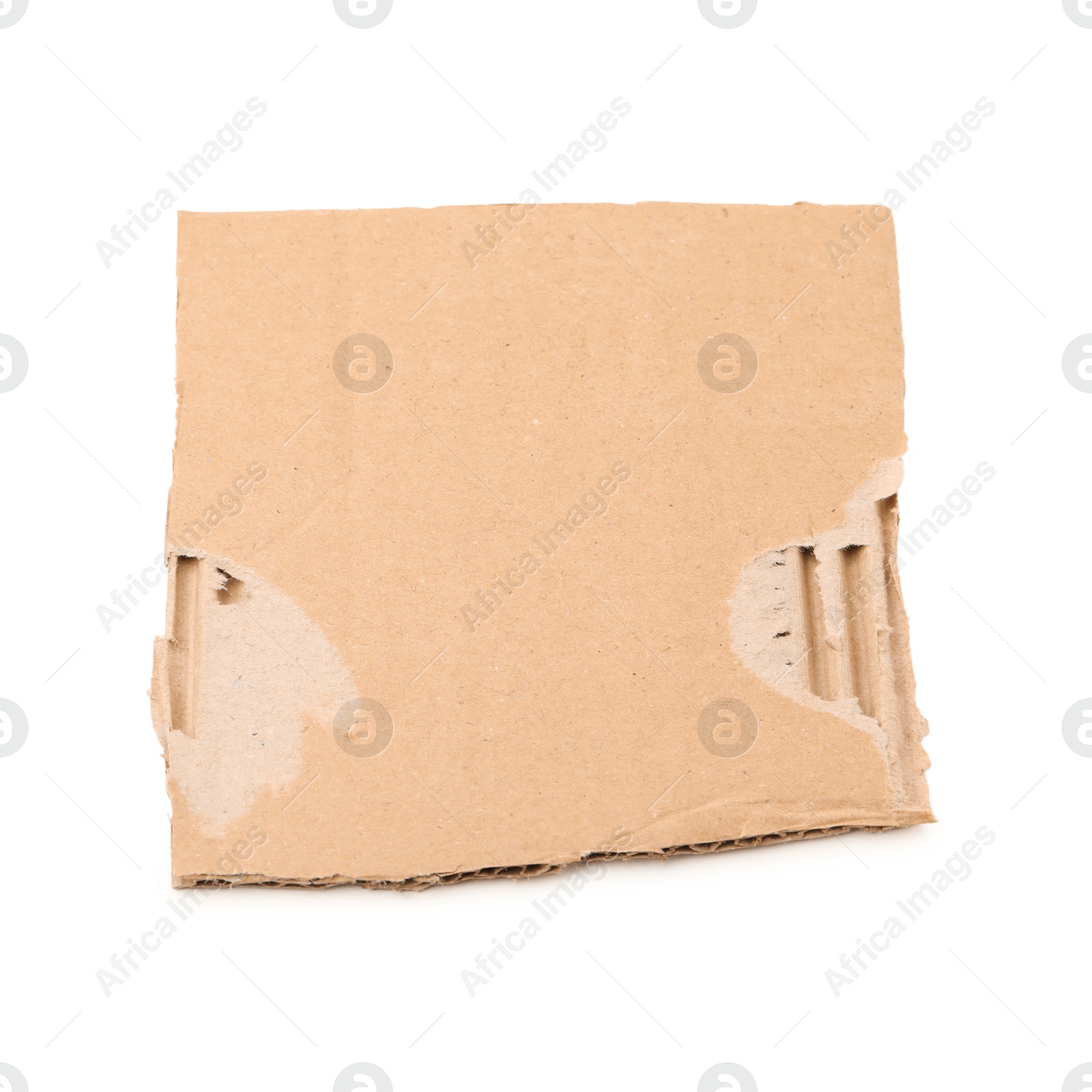 Photo of Piece of brown cardboard isolated on white, top view