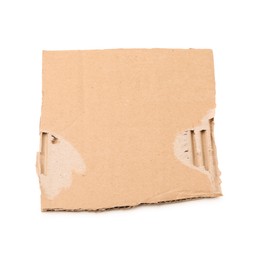 Photo of Piece of brown cardboard isolated on white, top view