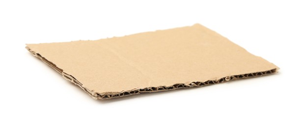 Photo of Piece of brown cardboard isolated on white