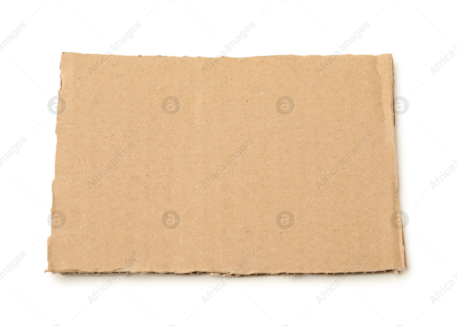 Photo of Piece of brown cardboard isolated on white, top view