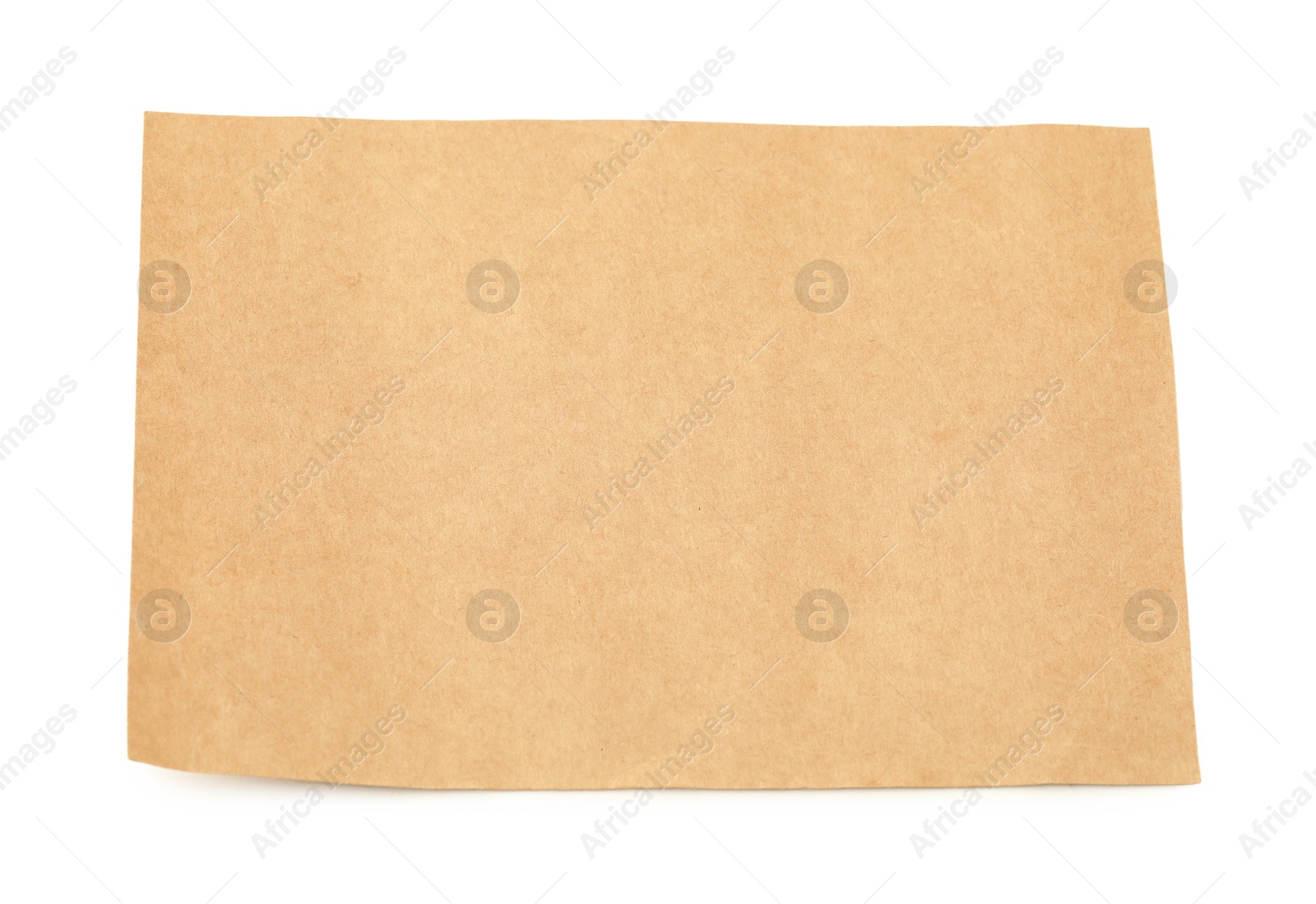 Photo of Kraft paper sheet isolated on white, top view