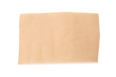 Photo of Kraft paper sheet isolated on white, top view