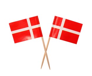 Photo of Small paper flags of Denmark isolated on white