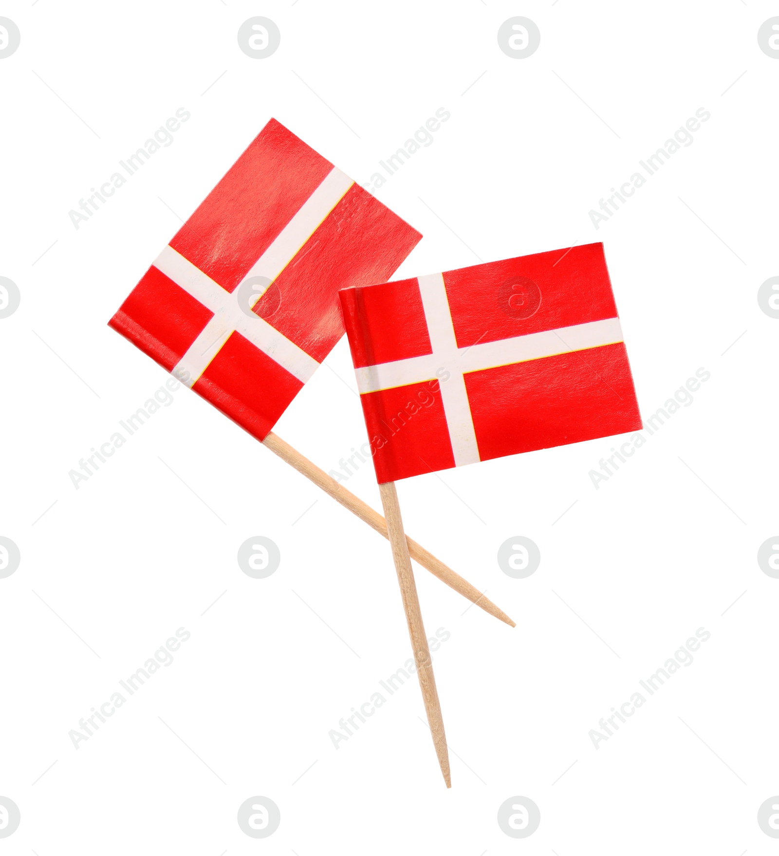 Photo of Small paper flags of Denmark isolated on white